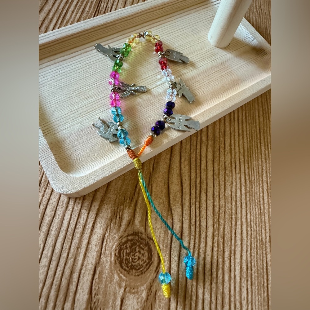 Kids Multicolor Beaded Friendship Bracelet with Silver tone Charms